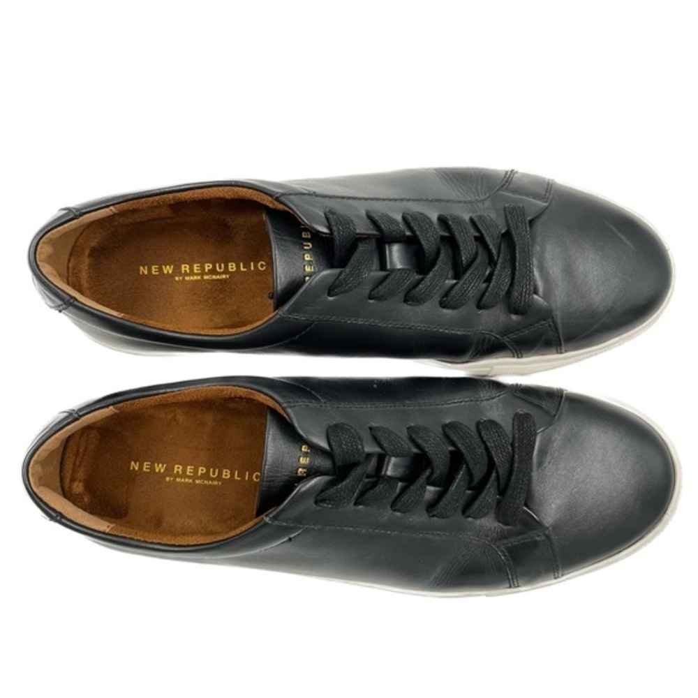 New Republic by Mark Monairy Kurt Black Leather Lace Up Trainers Size 9.5 - Picture 3 of 9